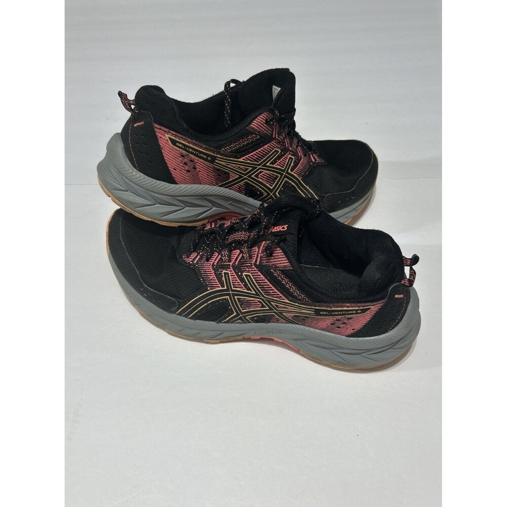 ASICS GEL-Venture 9 Trail Running Shoes Women's 8.5 Black Pink 1012B313 Sneakers